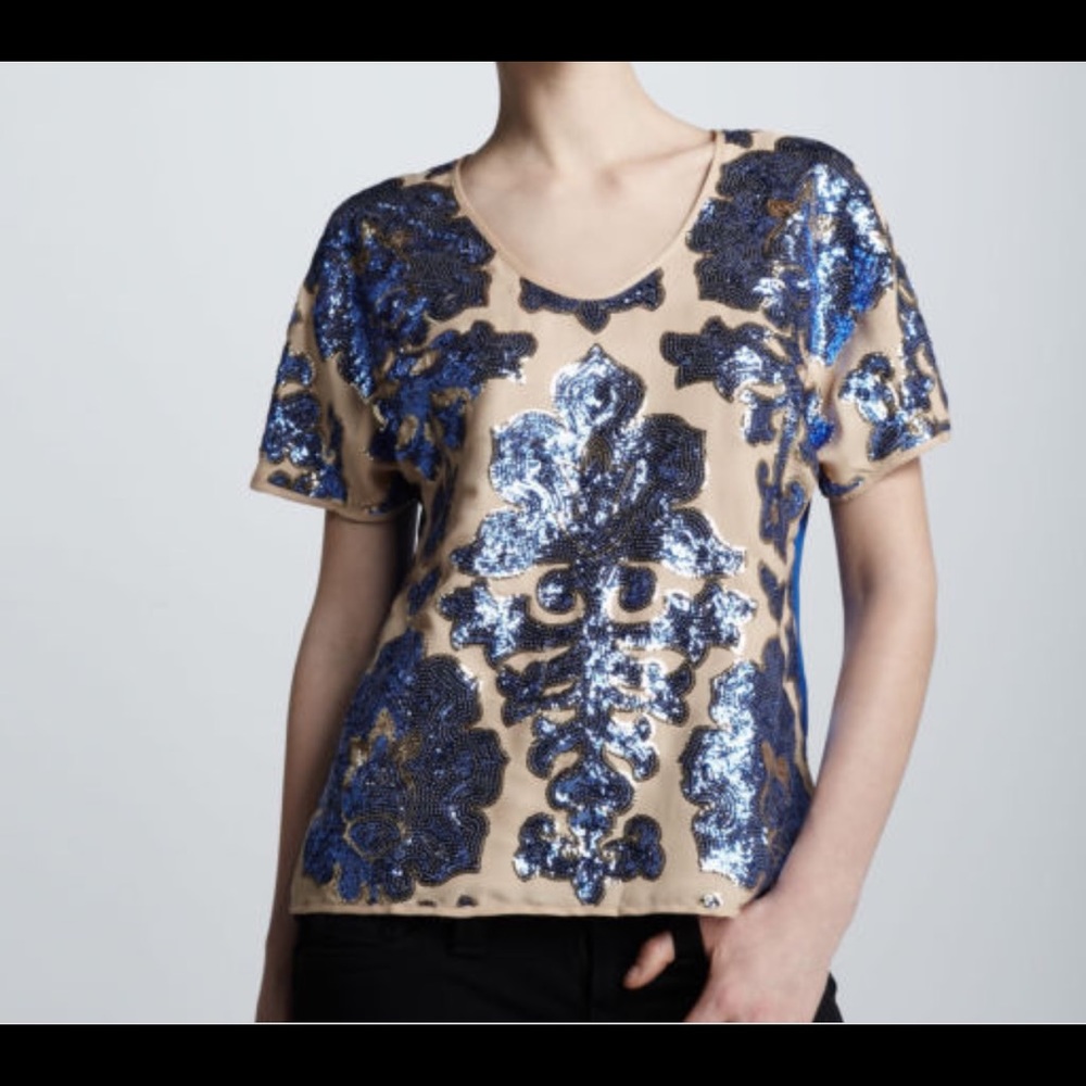 Blue and Gold Sequin top